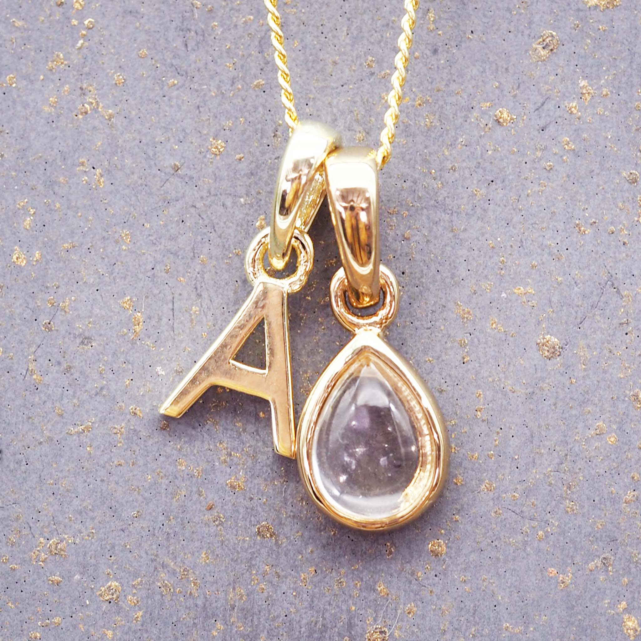 Gold Initial A Necklace and April Birthstone Necklace. Women's Jewellery Gift Sets by Indie and Harper