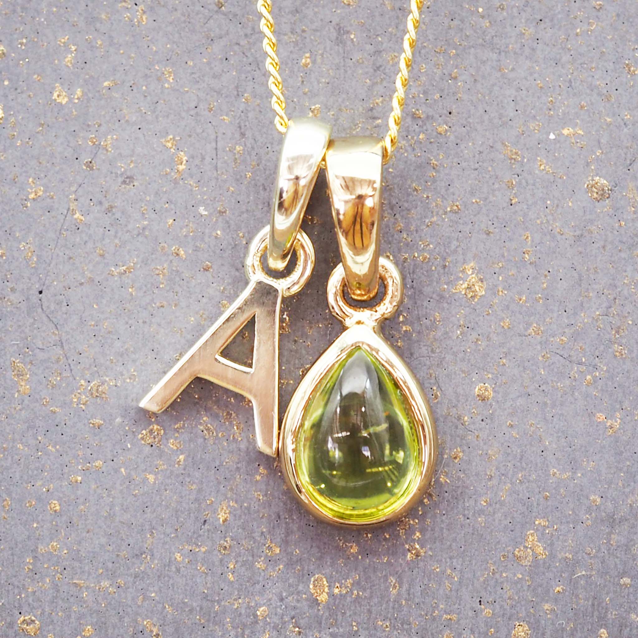 Gold Initial A Pendant and August Birthstone Necklace - Jewellery Gifts for Women by Australian Jewellery Brands Indie and Harper