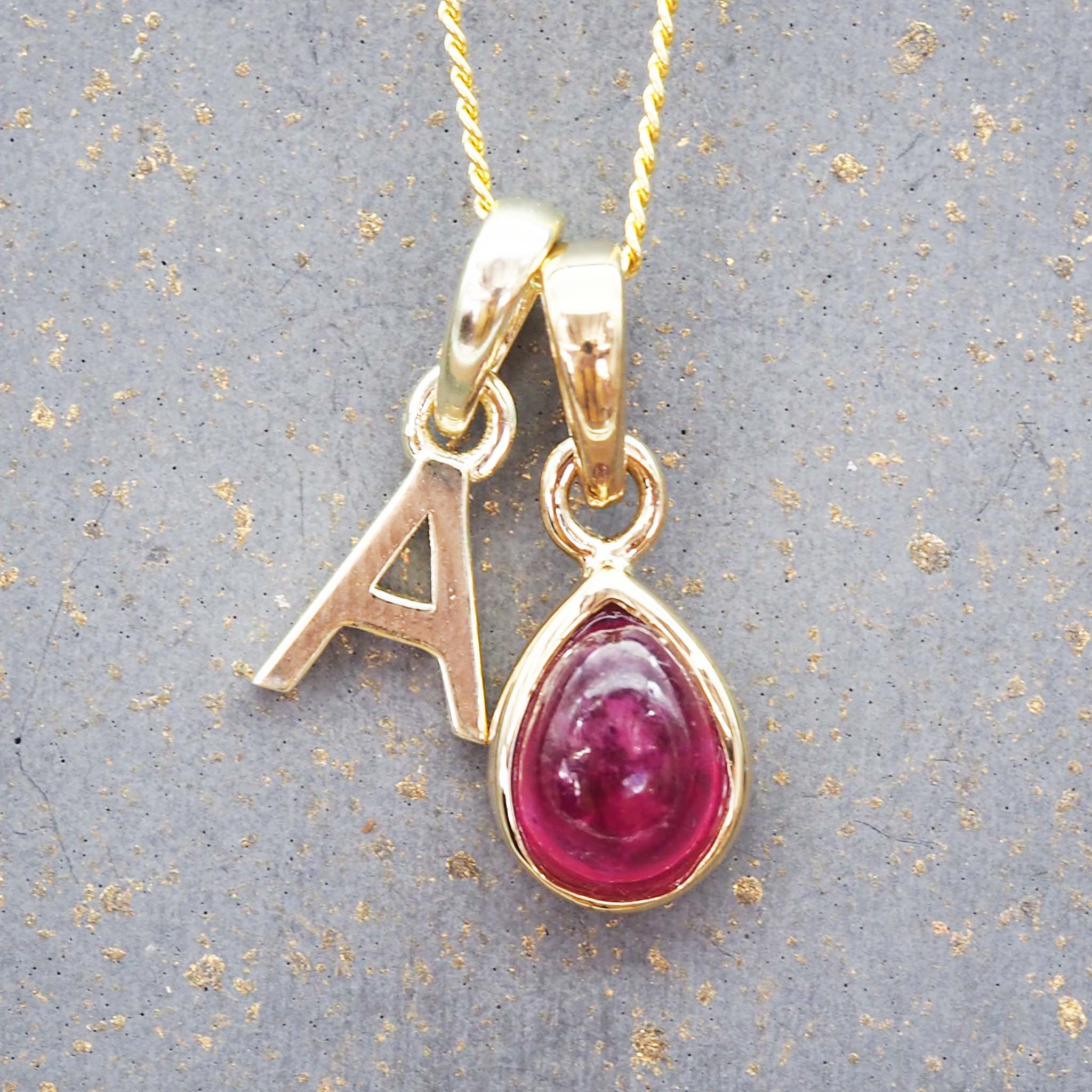 gold initial a pendant and july birthstone necklace - special jewelry gifts for women by australian jewellery brands indie and harper