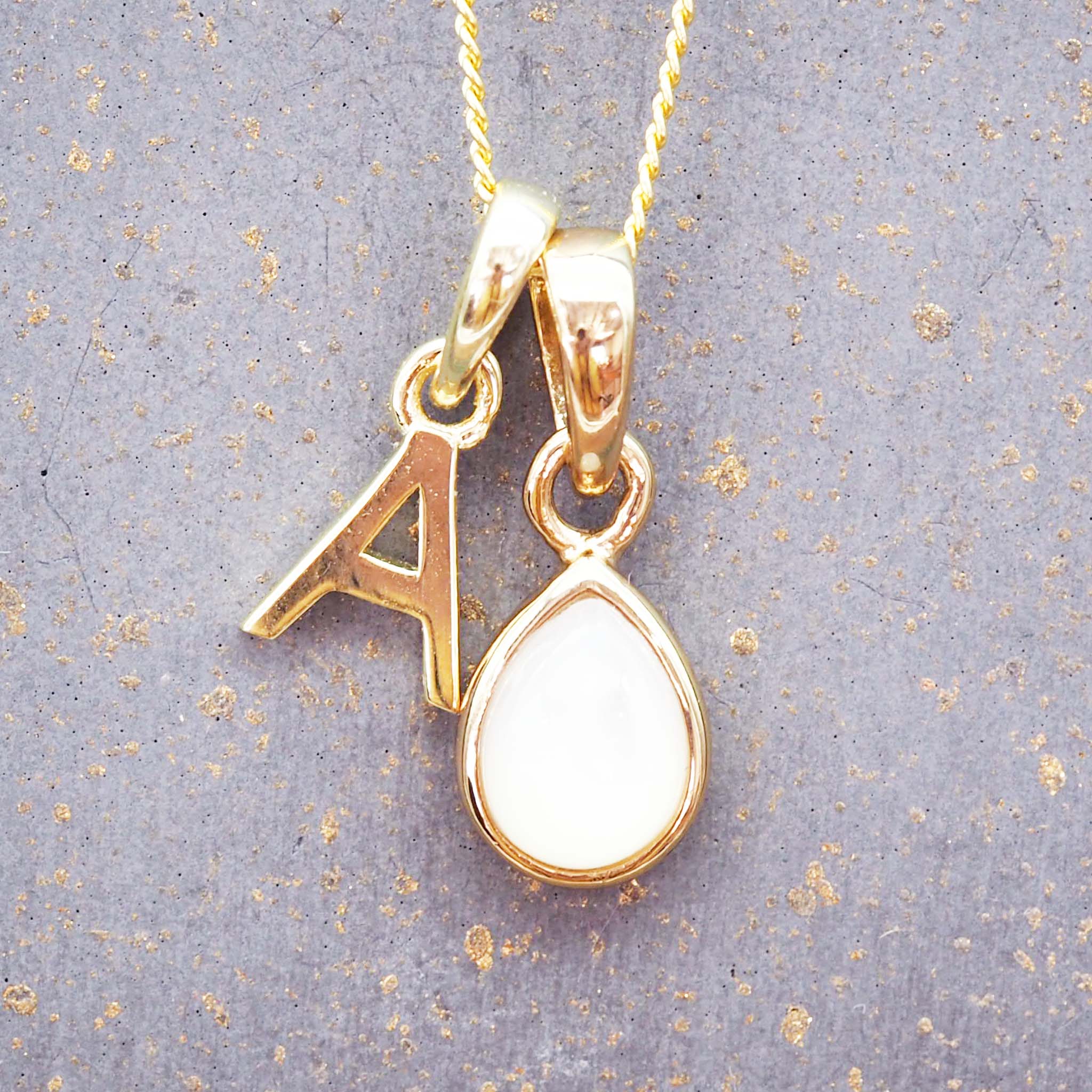 Gold Initial A Pendant and June Birthstone Necklace - meaningful jewellery gifts for women by indie and harper