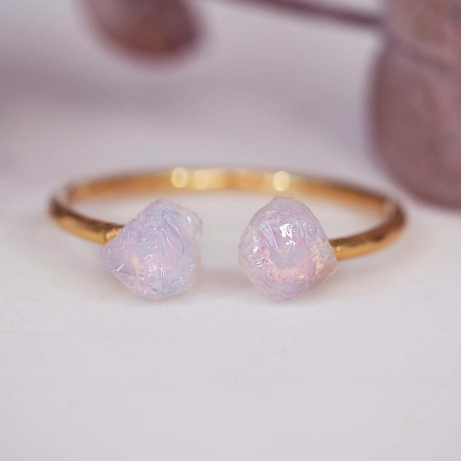 Gold Raw Opal Ring with raw opals - womens raw opal jewellery Australia by australian jewellery brands indie and harper