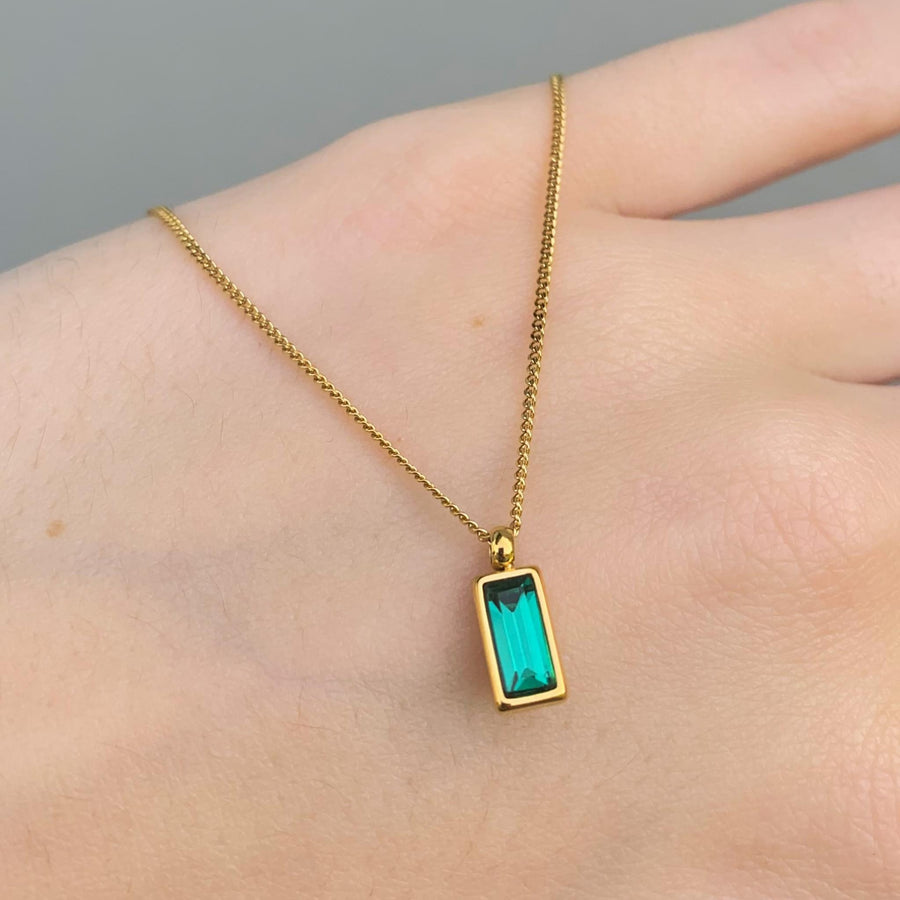 dainty gold and emerald green necklace - women’s gold waterproof jewellery Australia - Australian jewellery online