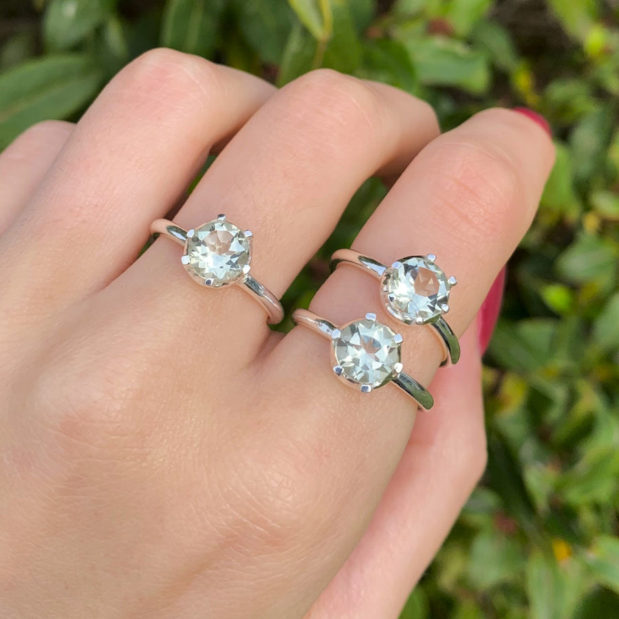 green amethyst rings - gemstone jewellery by Australian jewellery brands indie and harper