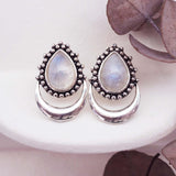 Sterling silver Half Moon Moonstone Earrings - moonstone jewellery by womens jewelry brand indie and harper