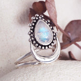 sterling silver half moon moonstone ring - moonstone jewelry by women’s jewelry brand indie and Harper