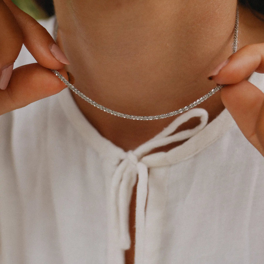 sterling silver choker necklace plated with white gold - women's bohemian jewellery by indie and harper