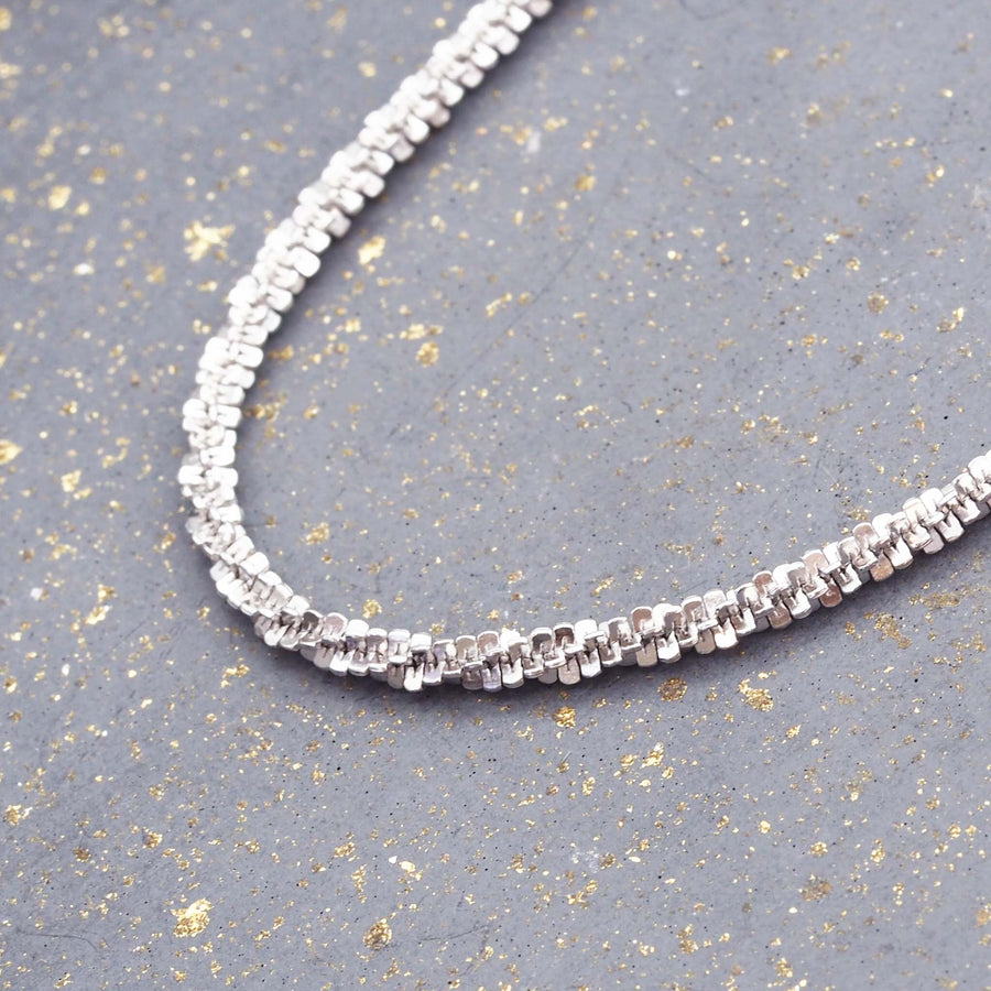 i+h dainty choker necklace - delicate cauliflower chain made with sterling silver and white gold plating - the perfect necklace for layering by indie and harper