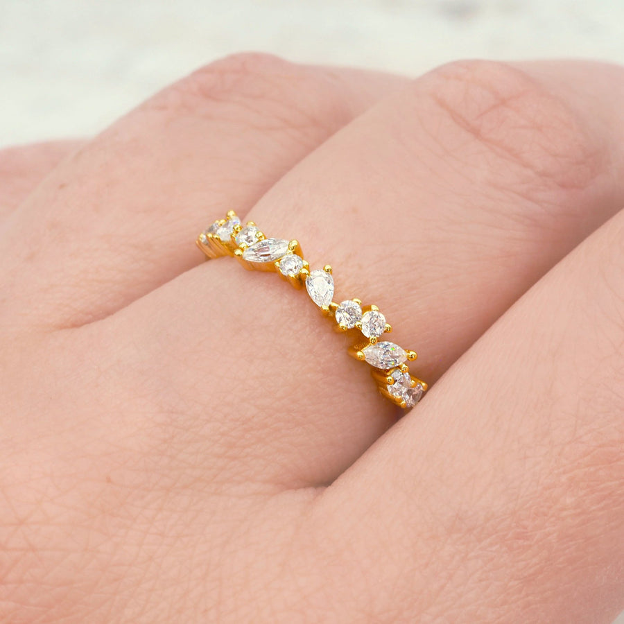 Dainty gold ring being worn - gold promise rings and gold jewellery by Australian jewellery brands online indie and harper 