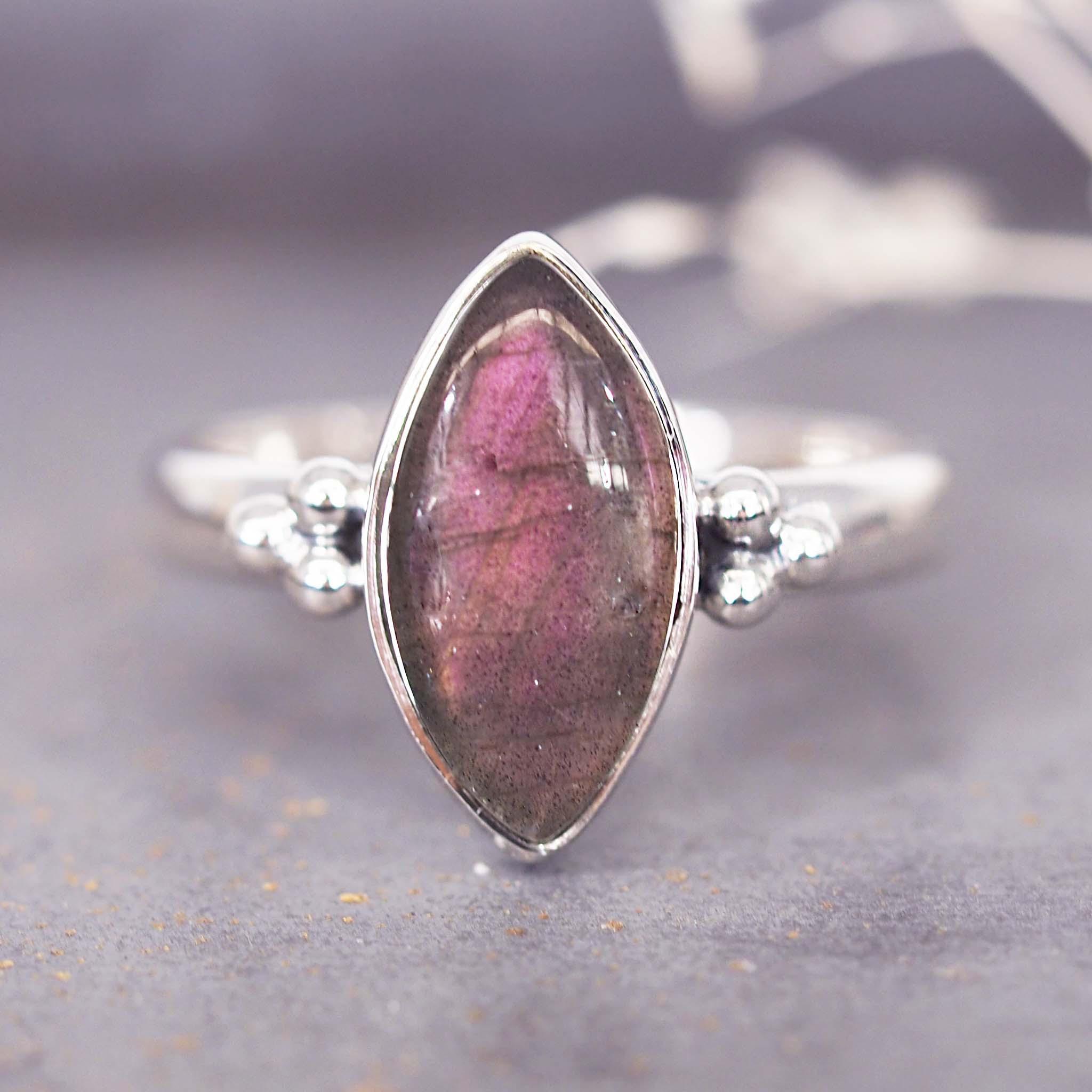 Purple Labradorite Ring - womens purple labradorite jewellery - Australian jewellery brand