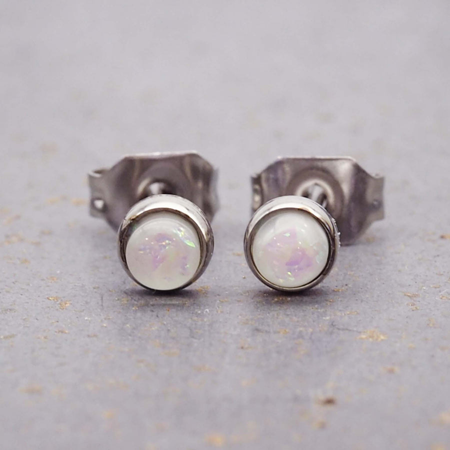 dainty opal studs for women made with stainless steel - womens jewellery online by indie and harper