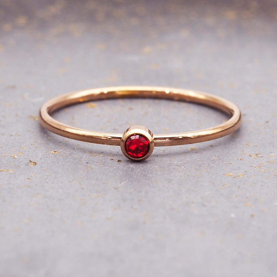 January Birthstone dainty rose gold ring - rose gold jewellery by Australian jewellery brands indie and Harper 