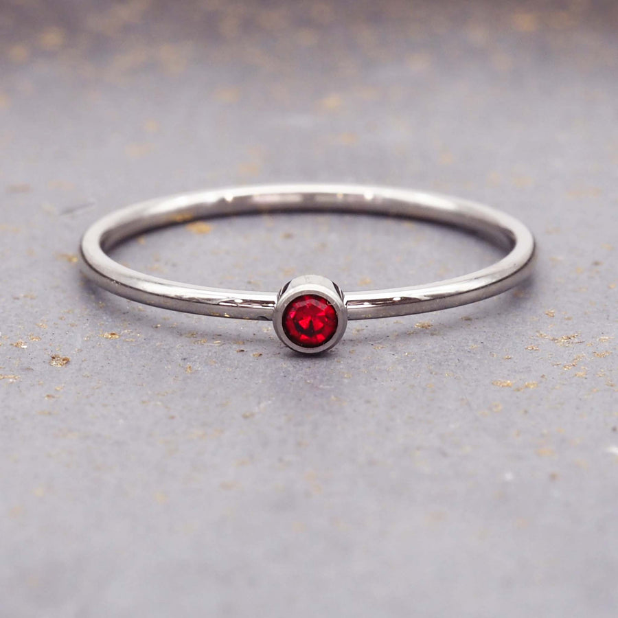 January birthstone dainty silver ring - waterproof jewellery by Australian jewellery brands indie and Harper