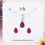 July Birthstone ruby earrings and ruby necklace - womens jewellery by australian jewellery brand indie and harper