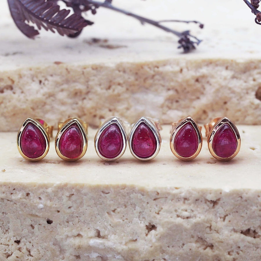 July Birthstone ruby earrings - womens jewellery by australian jewellery brand indie and Harper