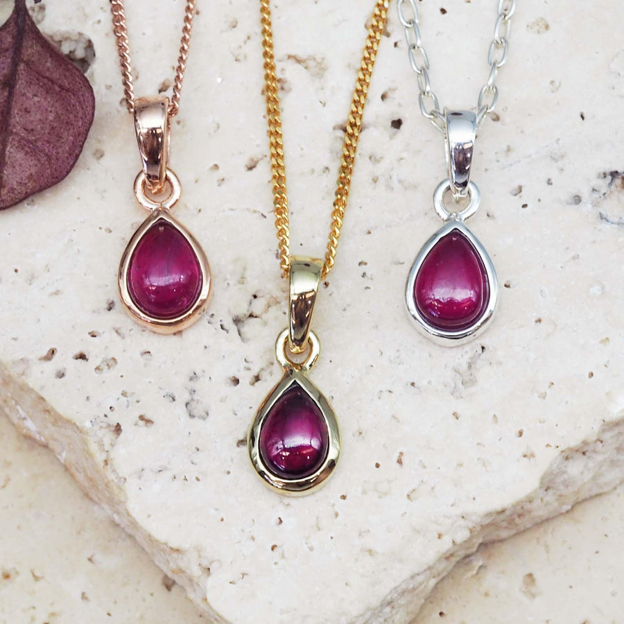 July Birthstone ruby necklaces - womens birthstone jewelry by australian jewellery brand indie and harper