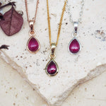 July Birthstone ruby necklaces - womens jewellery by australian jewellery brand indie and harper