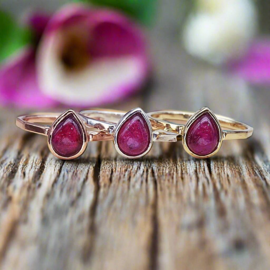 July Birthstone ruby Rings - womens jewellery by australian jewellery brand indie and harper