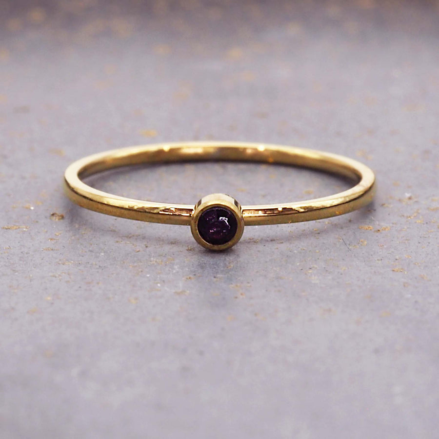 June birthstone dainty gold ring - gold waterproof jewellery by australian jewellery brands indie and harper 