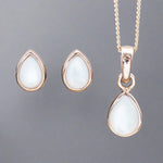 June Birthstone pearl earrings and pearl necklace - rose gold jewellery by Australian jewellery brand indie and harper