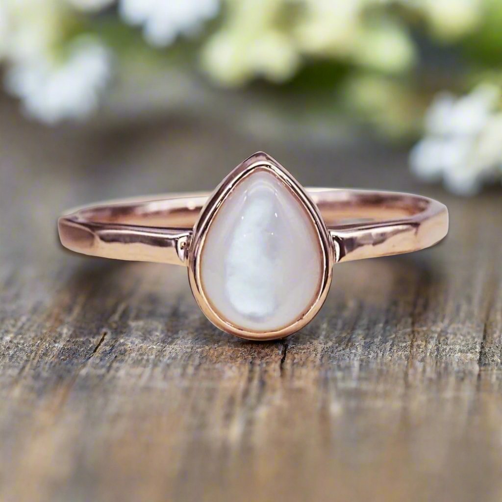 june birthstone pearl ring - rose gold rings by australian jewellery brand indie and Harper 