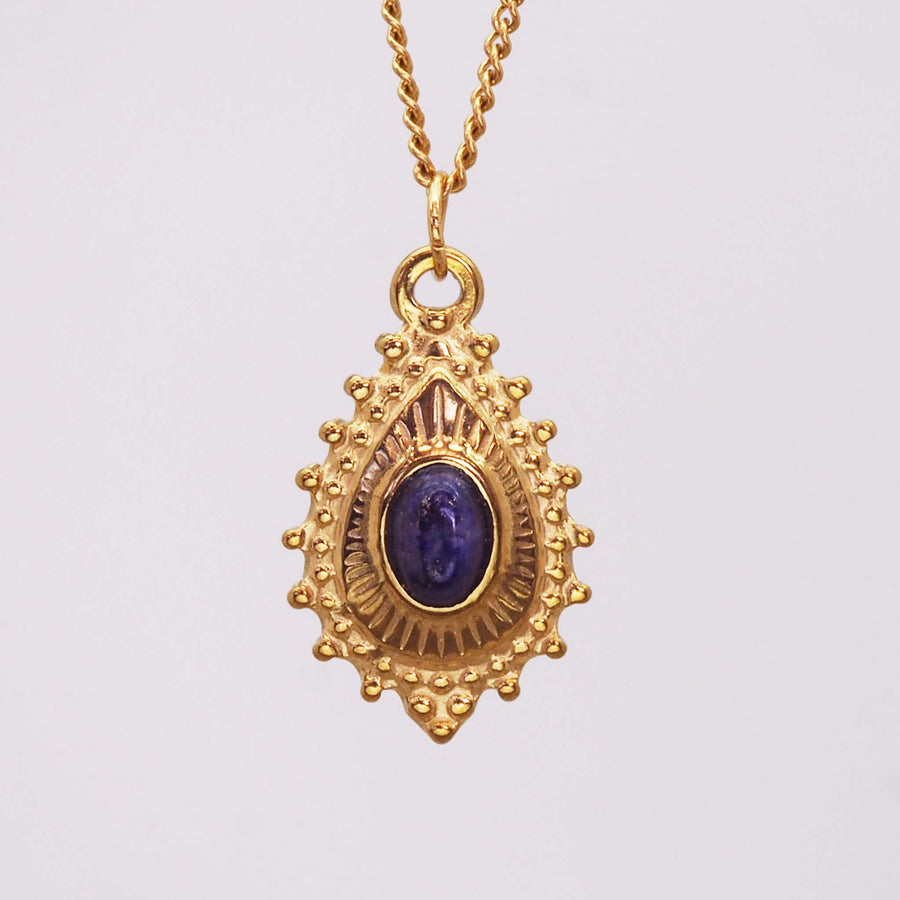 gold necklace with lapis stone - gold jewellery by australian jewellery brands indie and harper