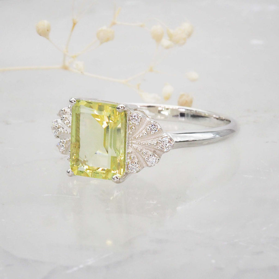 White topaz and lemon quartz ring - gemstone jewellery by Australian jewellery brands indie and Harper