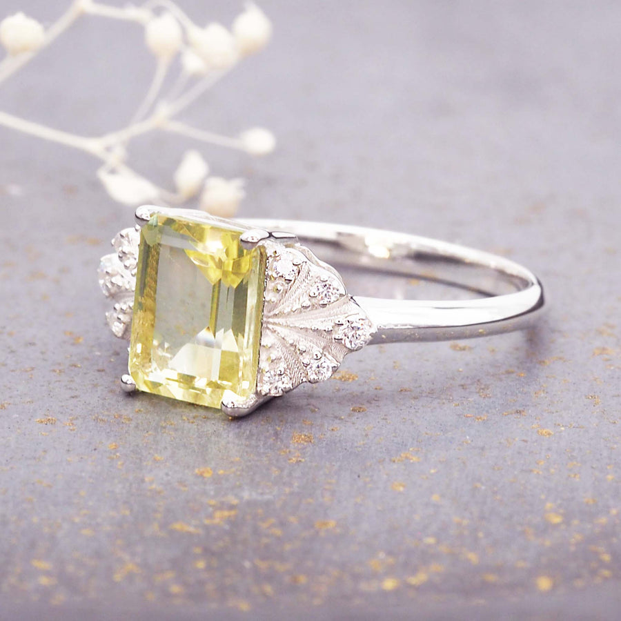 White topaz and lemon quartz ring - gemstone jewellery by Australian jewellery brands indie and Harper