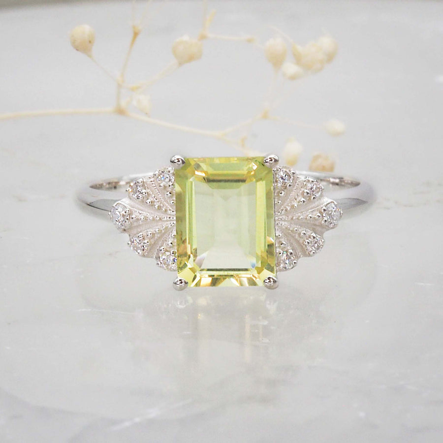 White topaz and lemon quartz ring - gemstone jewellery by Australian jewellery brands indie and Harper