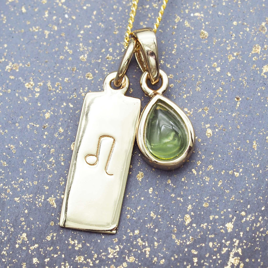 Zodiac leo and August birthstone gold peridot necklace - gold jewellery by Australian jewellery brand indie and harper 