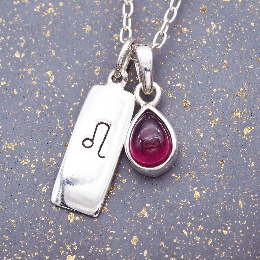 Leo star sign and july Birthstone sterling silver ruby Necklace - womens jewelry by Australia jewellery brand indie and harper