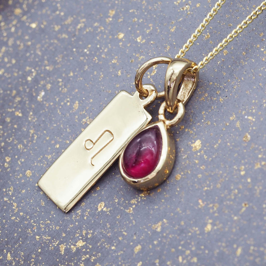 Leo star sign and july Birthstone gold ruby Necklace - gold jewellery by Australian jewellery brand indie and Harper