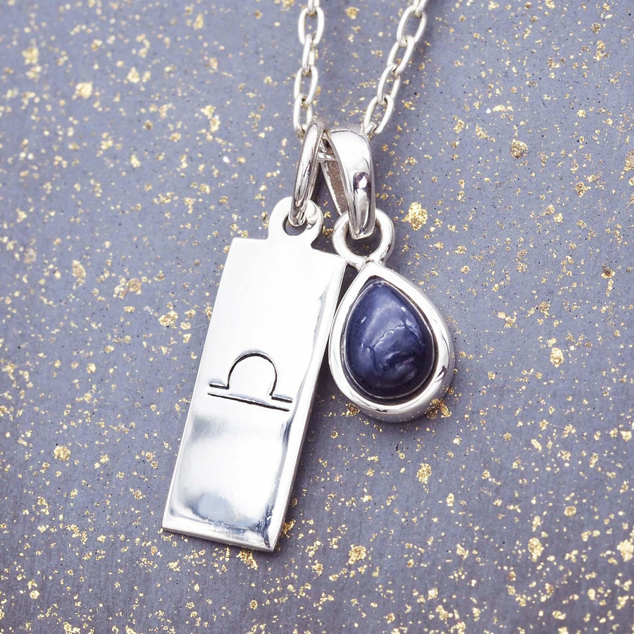 Libra Star Sign and September Birthstone sterling silver sapphire necklace - sapphire jewellery by australian jewellery brand indie and harper