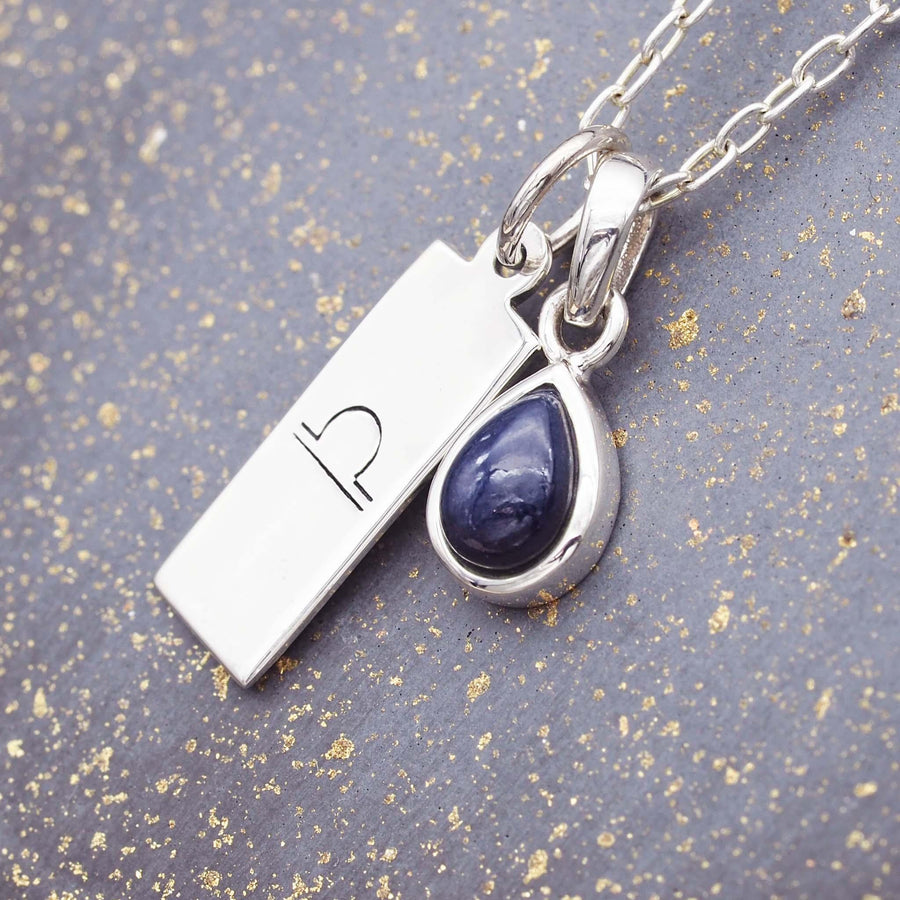 Libra Star Sign and September Birthstone Sterling silver sapphire necklace - womens jewelry by australian jewellery brand indie and harper