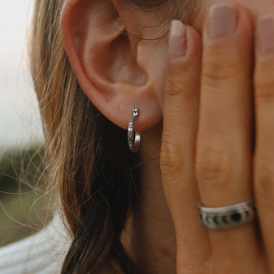 Dainty Luna  sterling silver hoop earrings - womens jewellery by Australian jewellery brands indie and Harper 