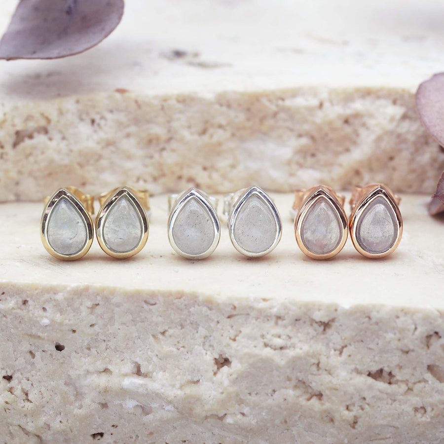 March Birthstone earrings - gold, silver and rose gold aquamarine earrings - march birthstone jewellery by australian jewellery brands indie and harper