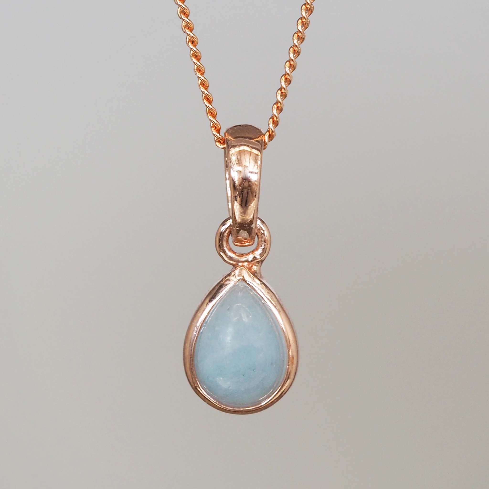 March birthstone rose gold aquamarine necklace - aquamarine jewellery by Australian jewellery brands indie and Harper 