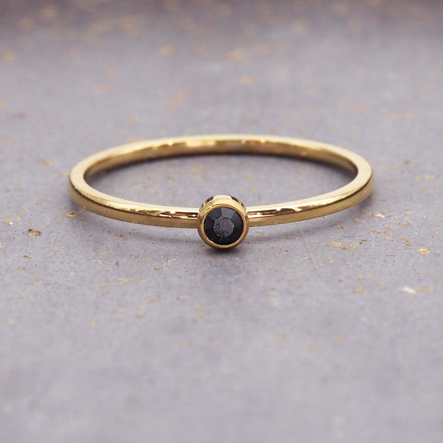 May birthstone dainty gold ring - gold waterproof jewellery by australian jewellery brands indie and harper 