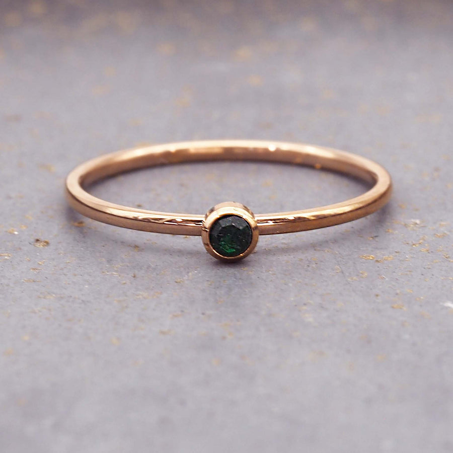 May Birthstone dainty rose gold ring - rose gold jewellery by Australian jewellery brands indie and Harper 