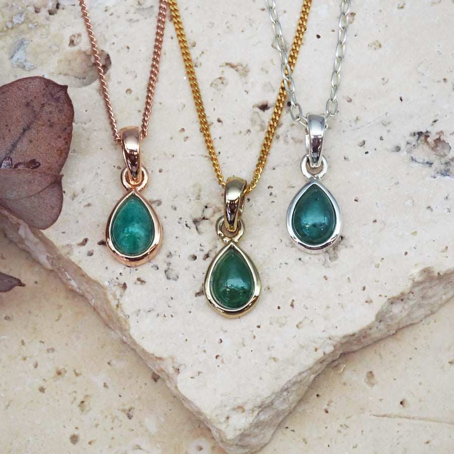 May Birthstone Emerald necklaces - Womens jewellery by australian jewellery brand indie and Harper