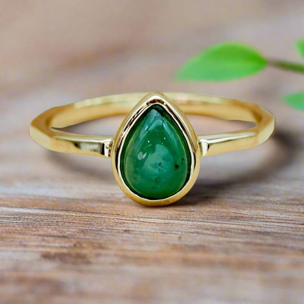 May birthstone ring - gold emerald ring - May birthstone jewellery and emerald jewellery by australian jewellery brands indie and Harper 