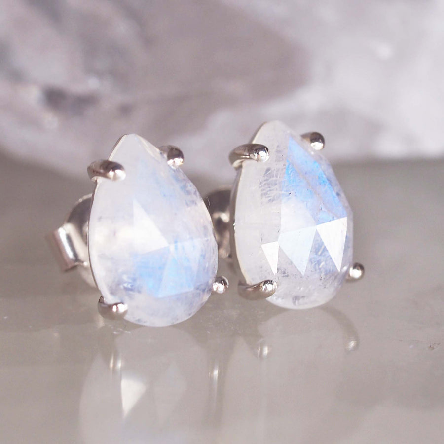 Sterling silver tear drop classic moonstone earrings - moonstone jewellery by Australian jewellery brands indie and harper