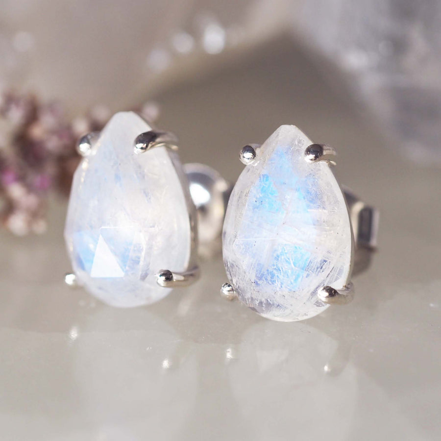 Sterling silver tear drop classic moonstone earrings - moonstone jewellery by Australian jewellery brands indie and harper