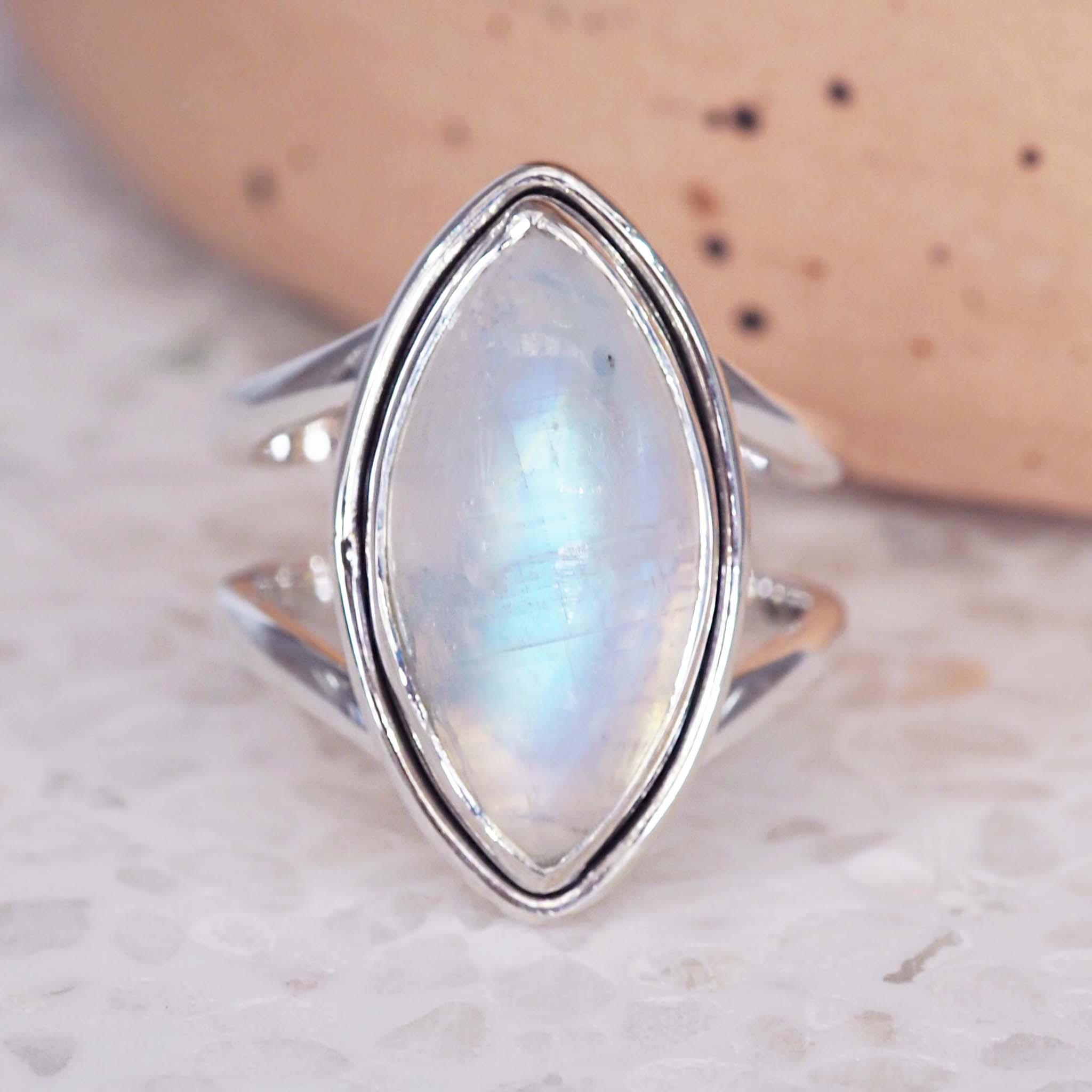 sterling silver double band moonstone ring - womens moonstone jewellery by australian jewellery brands indie and harper