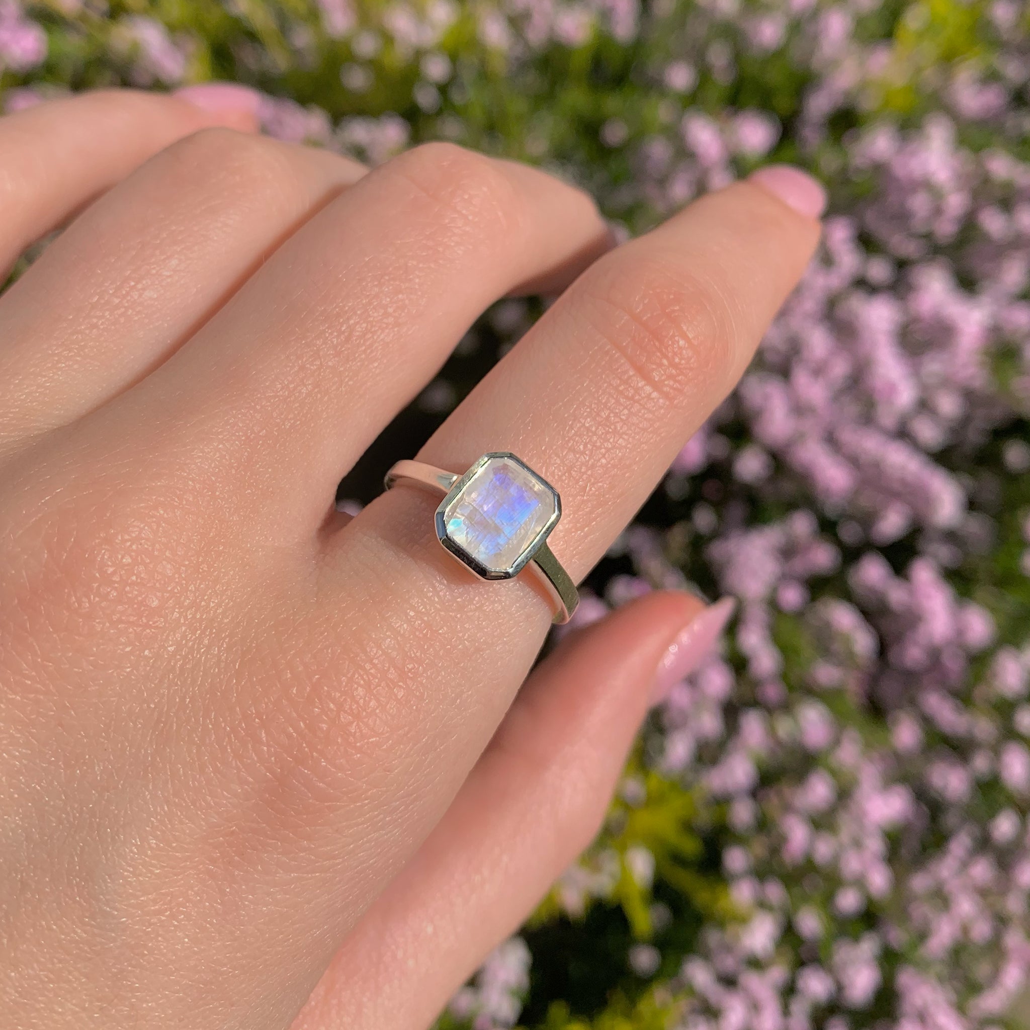 Sterling silver moonstone ring - moonstone jewellery by Australian jewellery brands indie and Harper 