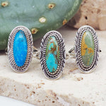 Navajo Turquoise Rings in blue brown and green colours - native american jewelry and turquoise jewellery by australian jewellery brands online indie and harper