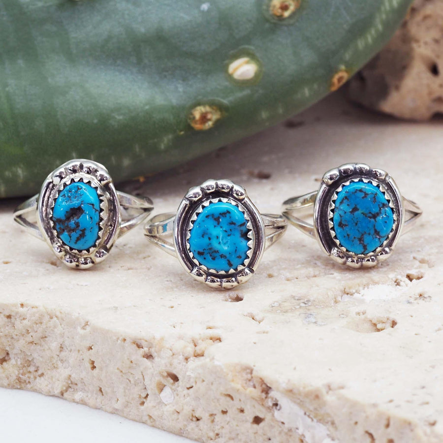 Navajo Raw Turquoise Rings - native american jewelry by womens jewellery brand indie and harper