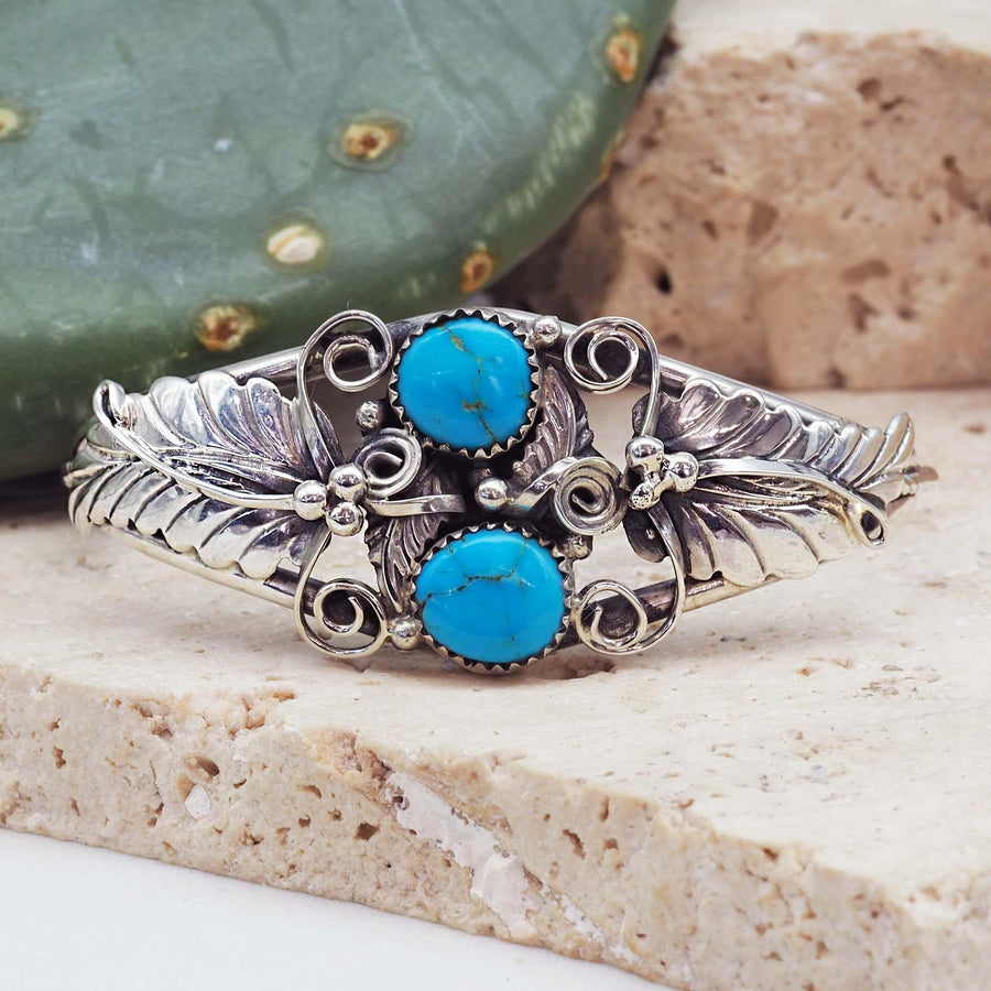 Navajo Sleeping Beauty Turquoise Cuff - native american jewelry and turquoise jewellery by indie and harper