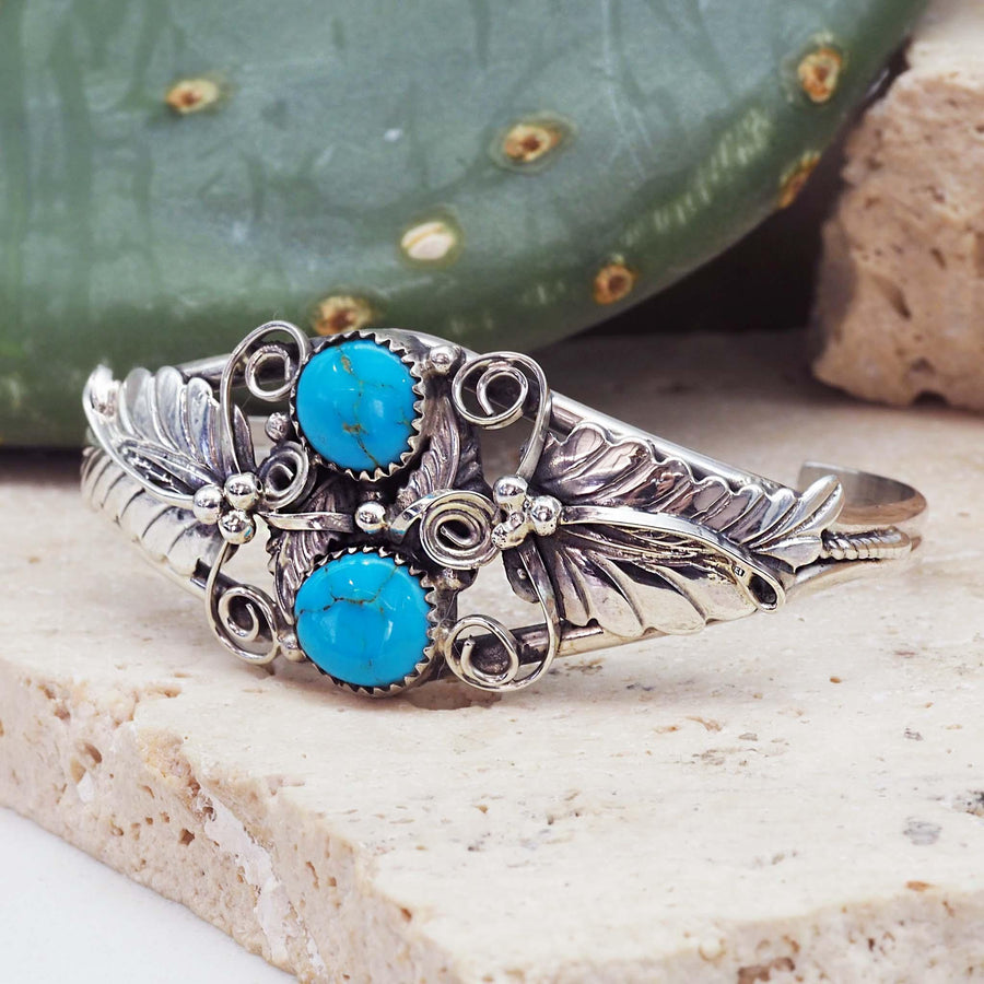 Navajo Sleeping Beauty Turquoise Cuff - native american jewelry and turquoise jewellery by indie and harper