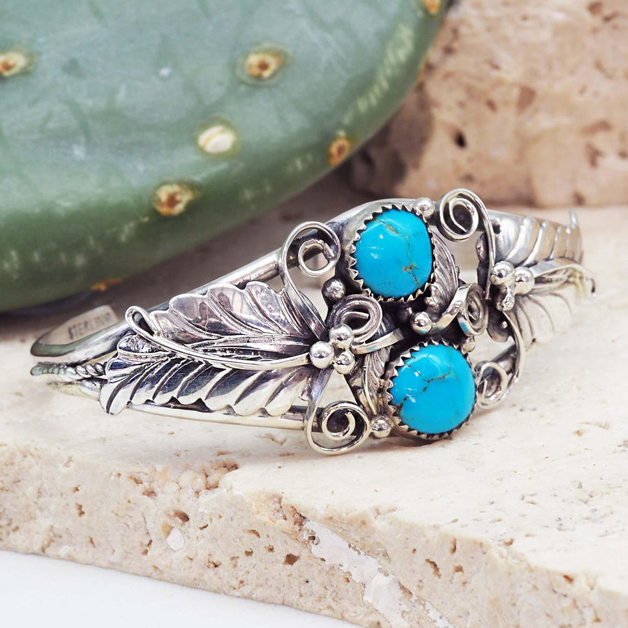 Navajo Sleeping Beauty Turquoise Cuff - native american jewelry and turquoise jewellery by indie and harper