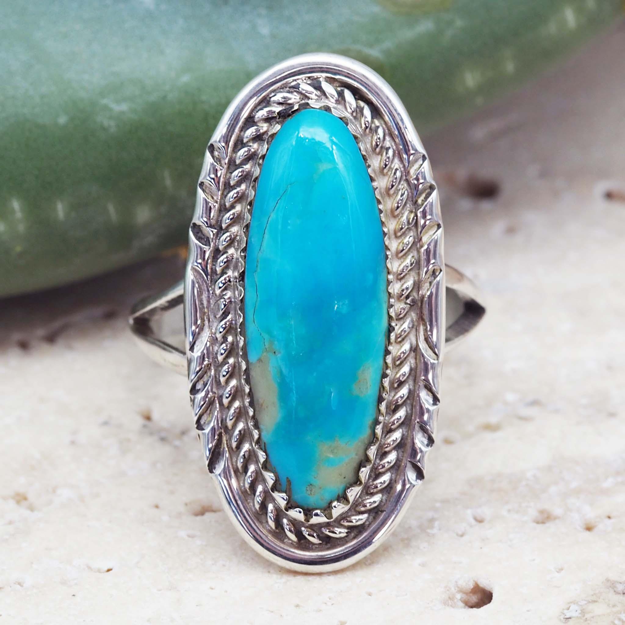 Navajo Sterling silver Blue Turquoise Ring - native american jewelry and turquoise jewellery by Australian jewellery brands online indie and harper